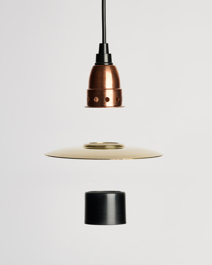 Filosof Lamp modulær lampe, messing, kopper, dansk håndværk. 